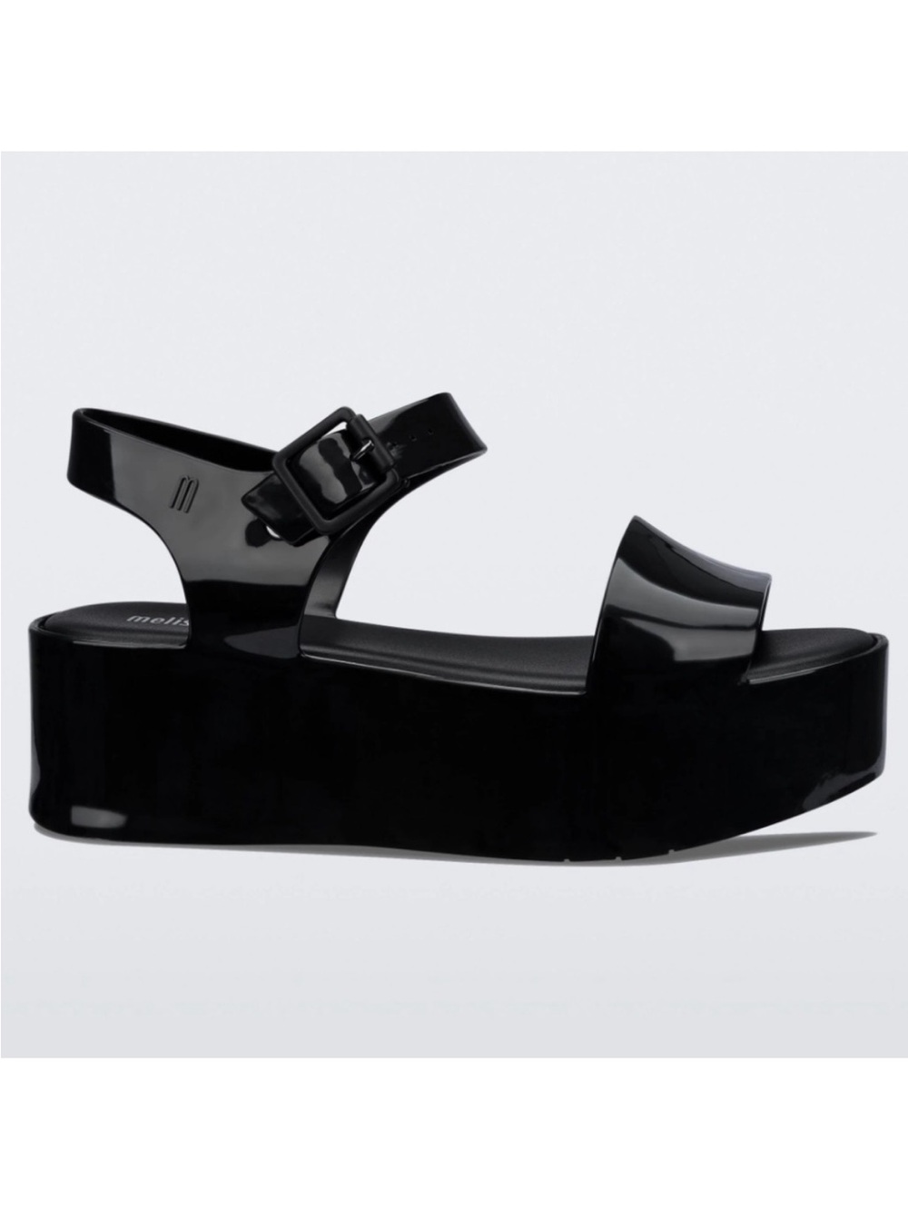 Melissa Mar Black Gloss Platform Sandals Sz 9